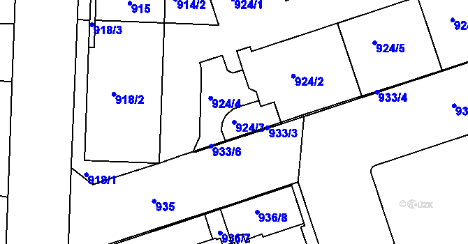 Parcela st. 924/3 v KÚ Žižkov, Katastrální mapa