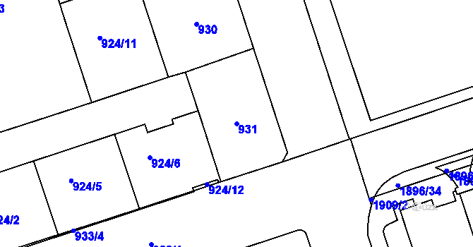 Parcela st. 931 v KÚ Žižkov, Katastrální mapa