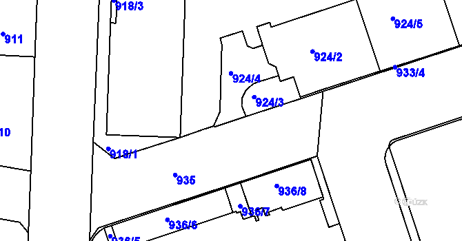 Parcela st. 933/6 v KÚ Žižkov, Katastrální mapa
