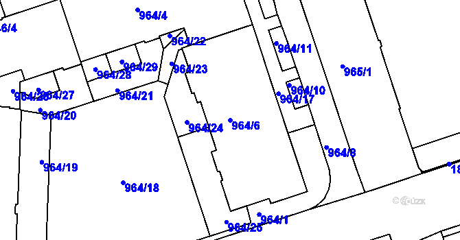 Parcela st. 964/6 v KÚ Žižkov, Katastrální mapa