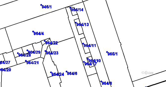 Parcela st. 964/11 v KÚ Žižkov, Katastrální mapa