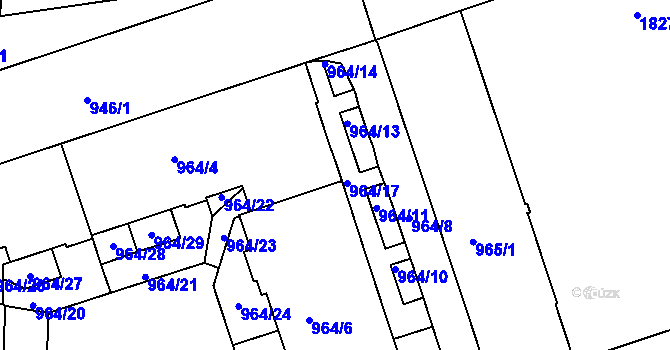 Parcela st. 964/12 v KÚ Žižkov, Katastrální mapa