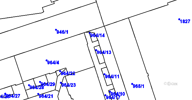 Parcela st. 964/13 v KÚ Žižkov, Katastrální mapa