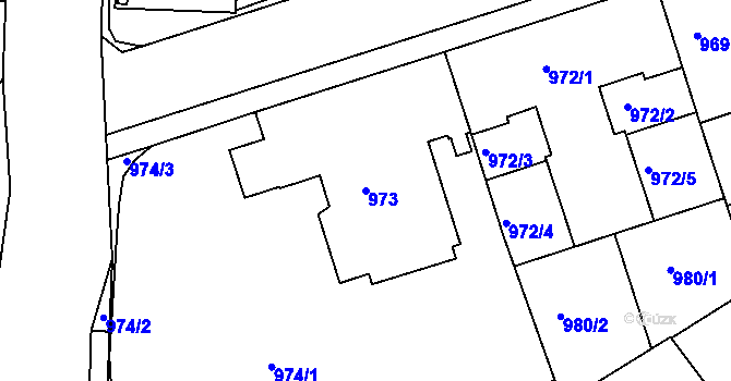 Parcela st. 973 v KÚ Žižkov, Katastrální mapa