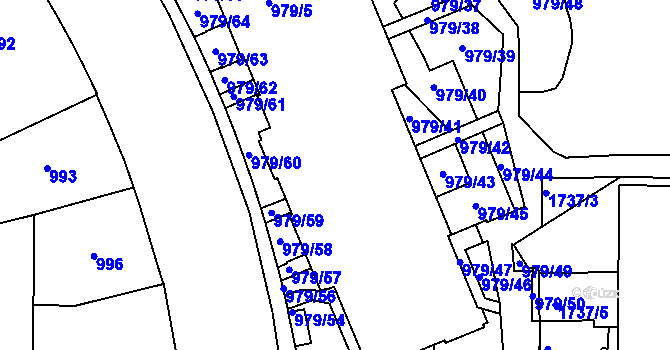 Parcela st. 979/4 v KÚ Žižkov, Katastrální mapa