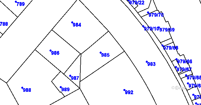 Parcela st. 985 v KÚ Žižkov, Katastrální mapa