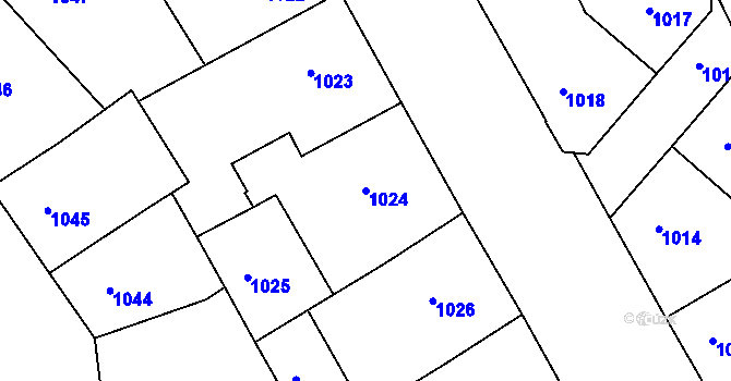 Parcela st. 1024 v KÚ Žižkov, Katastrální mapa