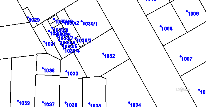 Parcela st. 1032 v KÚ Žižkov, Katastrální mapa