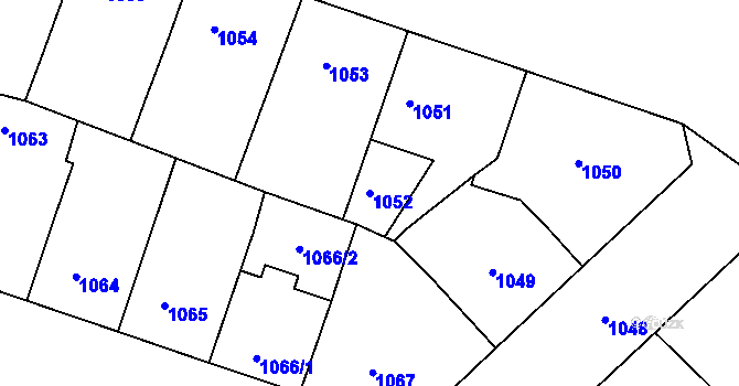 Parcela st. 1052 v KÚ Žižkov, Katastrální mapa