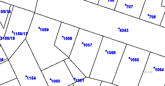 Parcela st. 1057 v KÚ Žižkov, Katastrální mapa