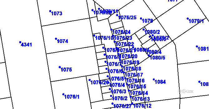 Parcela st. 1076/8 v KÚ Žižkov, Katastrální mapa