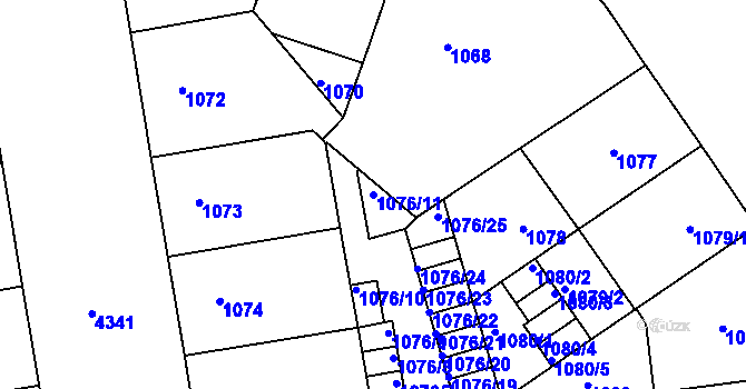 Parcela st. 1076/11 v KÚ Žižkov, Katastrální mapa