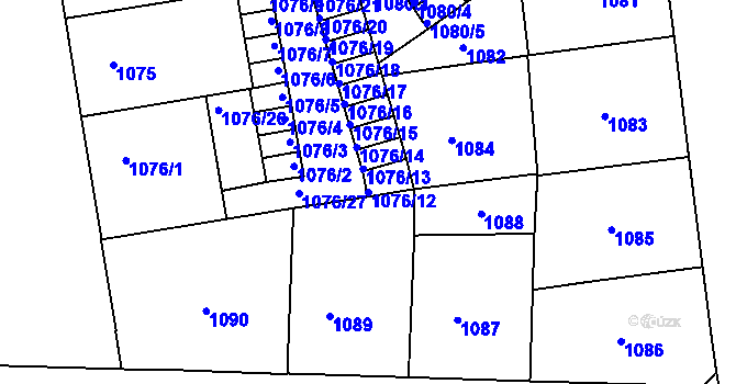 Parcela st. 1076/12 v KÚ Žižkov, Katastrální mapa