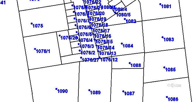 Parcela st. 1076/13 v KÚ Žižkov, Katastrální mapa