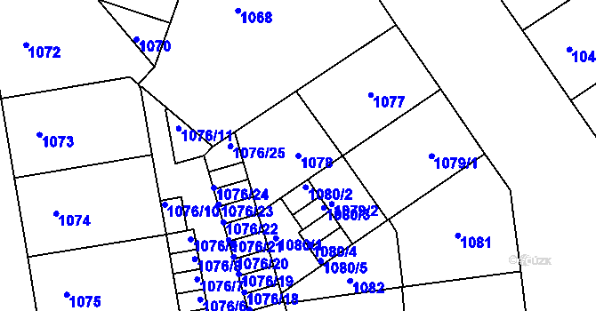 Parcela st. 1078 v KÚ Žižkov, Katastrální mapa