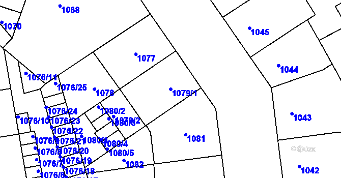 Parcela st. 1079/1 v KÚ Žižkov, Katastrální mapa
