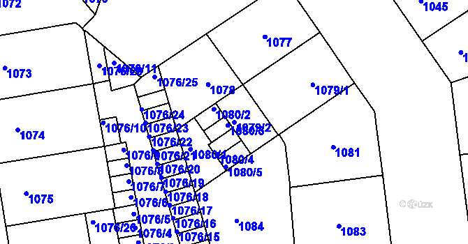 Parcela st. 1079/2 v KÚ Žižkov, Katastrální mapa