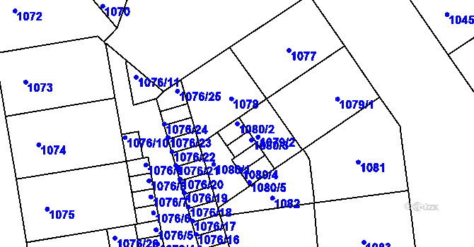 Parcela st. 1080/2 v KÚ Žižkov, Katastrální mapa