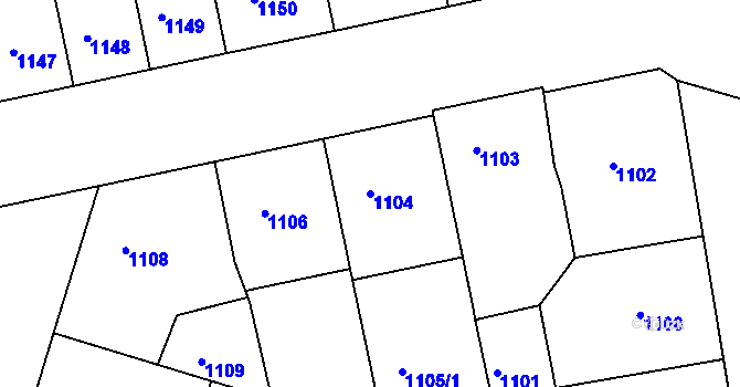 Parcela st. 1104 v KÚ Žižkov, Katastrální mapa