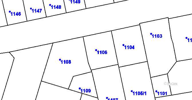 Parcela st. 1106 v KÚ Žižkov, Katastrální mapa