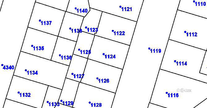 Parcela st. 1124 v KÚ Žižkov, Katastrální mapa