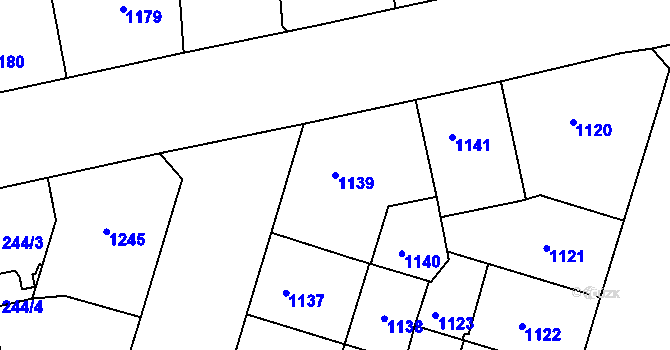 Parcela st. 1139 v KÚ Žižkov, Katastrální mapa