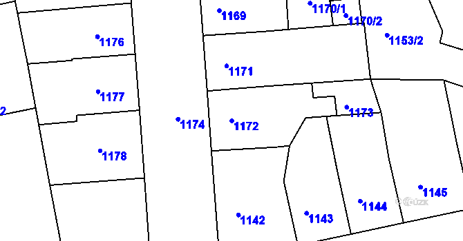 Parcela st. 1172 v KÚ Žižkov, Katastrální mapa