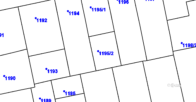 Parcela st. 1195/2 v KÚ Žižkov, Katastrální mapa