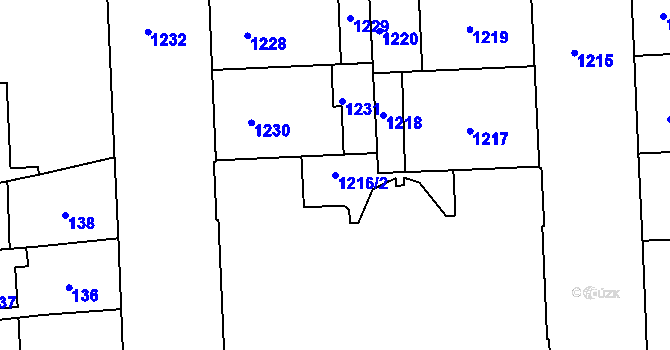 Parcela st. 1216/2 v KÚ Žižkov, Katastrální mapa