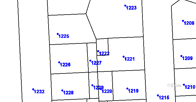 Parcela st. 1222 v KÚ Žižkov, Katastrální mapa