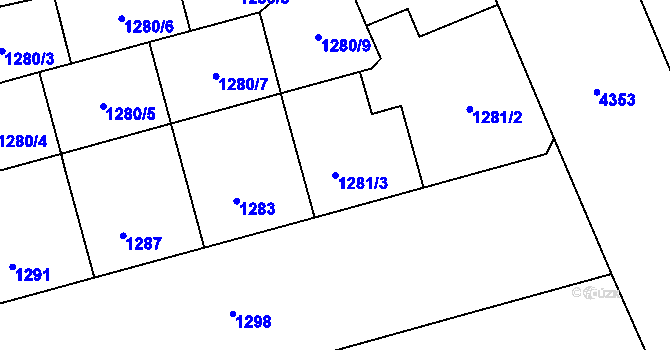 Parcela st. 1281/3 v KÚ Žižkov, Katastrální mapa