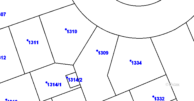 Parcela st. 1309 v KÚ Žižkov, Katastrální mapa