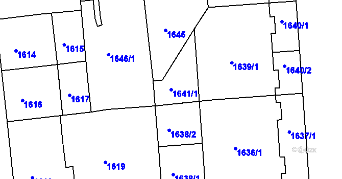 Parcela st. 1641/1 v KÚ Žižkov, Katastrální mapa