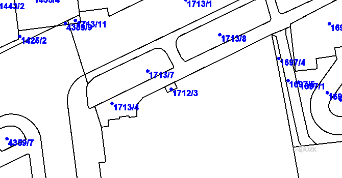Parcela st. 1712/3 v KÚ Žižkov, Katastrální mapa