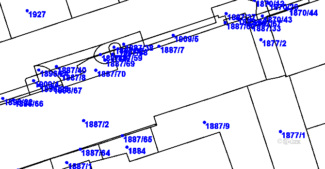 Parcela st. 1887/4 v KÚ Žižkov, Katastrální mapa