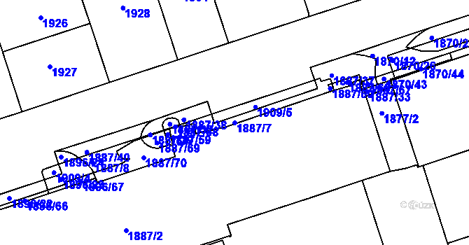 Parcela st. 1887/7 v KÚ Žižkov, Katastrální mapa