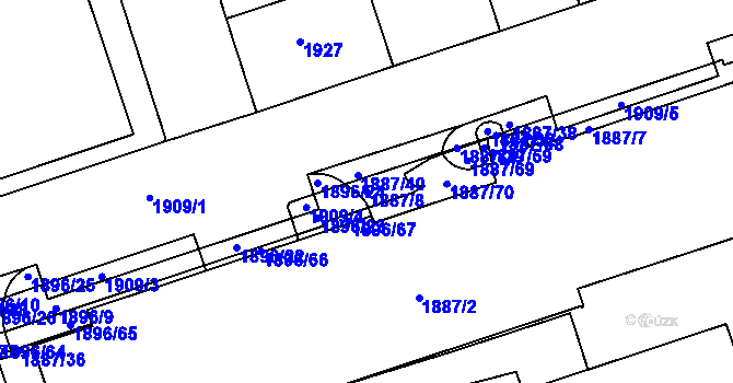 Parcela st. 1887/8 v KÚ Žižkov, Katastrální mapa