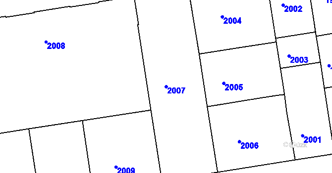 Parcela st. 2007 v KÚ Žižkov, Katastrální mapa