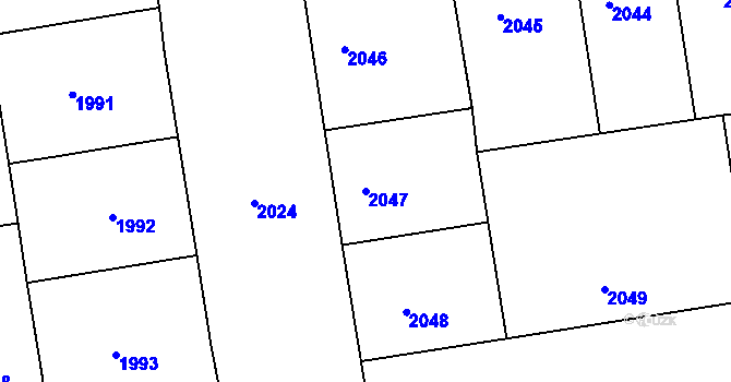 Parcela st. 2047 v KÚ Žižkov, Katastrální mapa