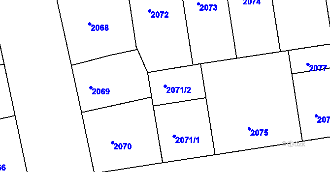 Parcela st. 2071/2 v KÚ Žižkov, Katastrální mapa