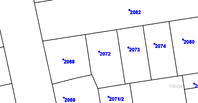 Parcela st. 2072 v KÚ Žižkov, Katastrální mapa