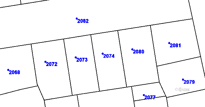 Parcela st. 2074 v KÚ Žižkov, Katastrální mapa