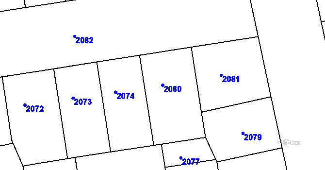 Parcela st. 2080 v KÚ Žižkov, Katastrální mapa