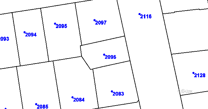 Parcela st. 2096 v KÚ Žižkov, Katastrální mapa