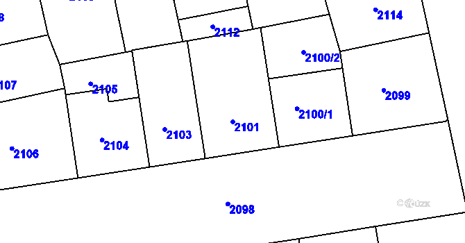 Parcela st. 2101 v KÚ Žižkov, Katastrální mapa