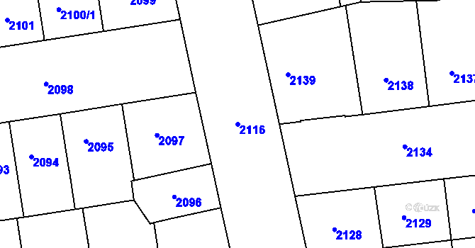 Parcela st. 2116 v KÚ Žižkov, Katastrální mapa