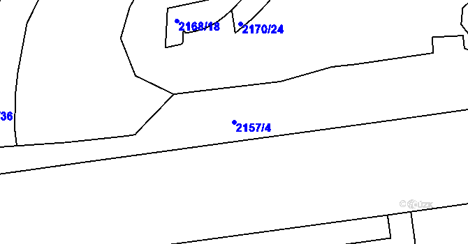Parcela st. 2157/4 v KÚ Žižkov, Katastrální mapa