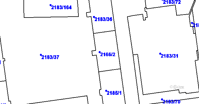 Parcela st. 2166/2 v KÚ Žižkov, Katastrální mapa