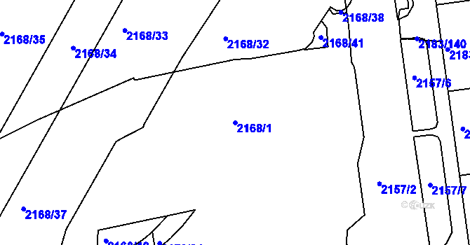 Parcela st. 2168/1 v KÚ Žižkov, Katastrální mapa