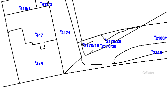 Parcela st. 2170/19 v KÚ Žižkov, Katastrální mapa